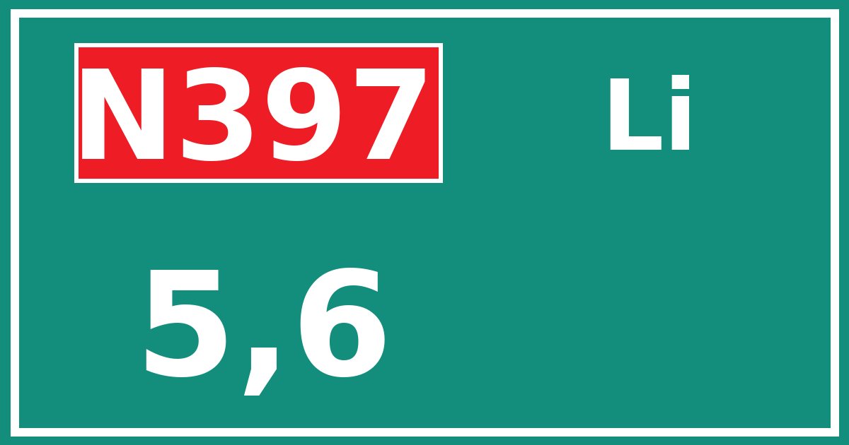 Hectometerbord N397 5,6 zijde Li