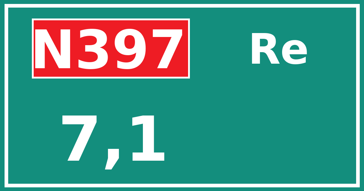 Hectometerbord N397 7,1 zijde Re