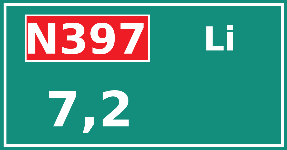 Hectometerbord N397 7,2 zijde Li