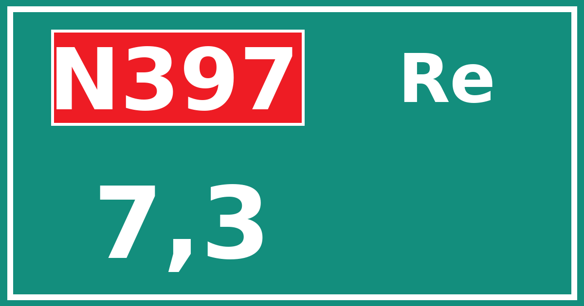 Hectometerbord N397 7,3 zijde Re