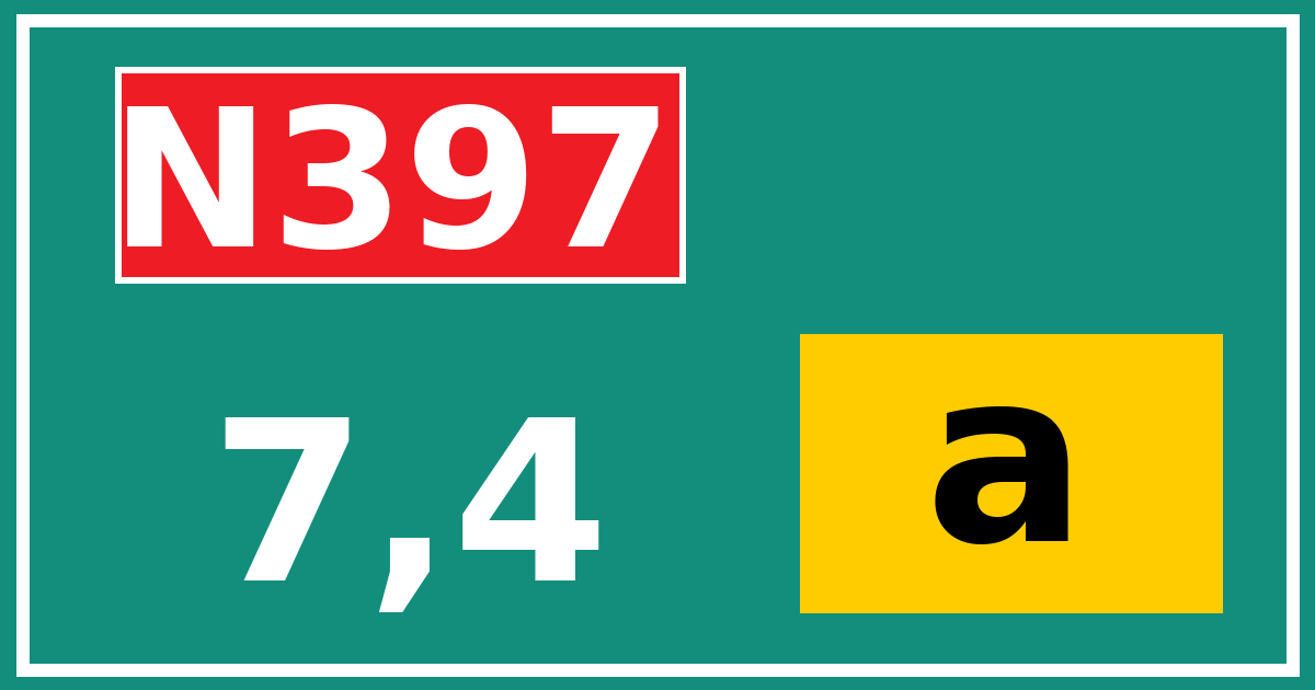 Hectometerbord N397 7,4 letter a