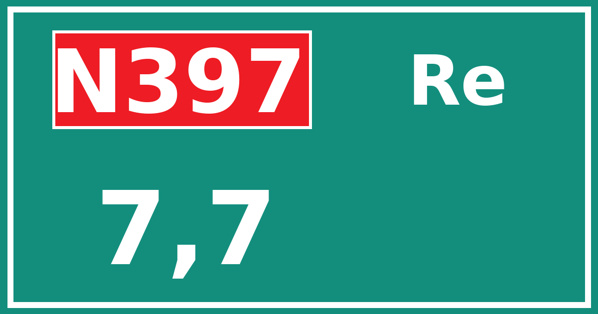 Hectometerbord N397 7,7 zijde Re
