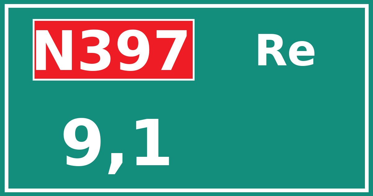 Hectometerbord N397 9,1 zijde Re