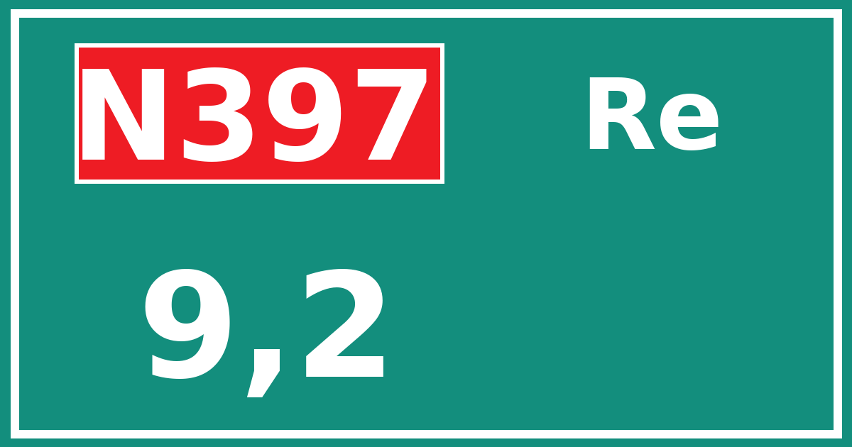 Hectometerbord N397 9,2 zijde Re