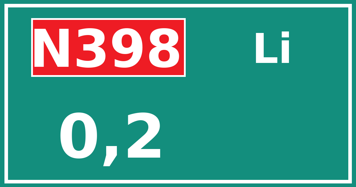 Hectometerbord N398 0,2 zijde Li