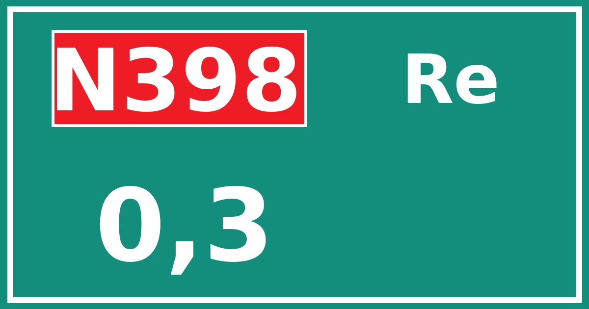 Hectometerbord N398 0,3 zijde Re