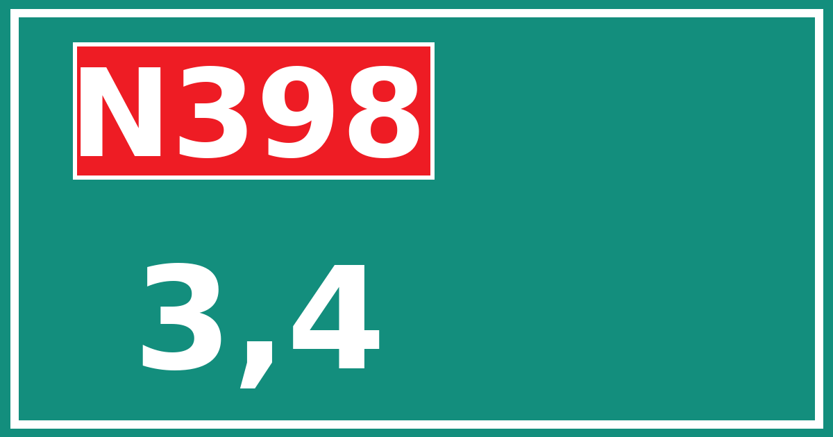 Hectometerbord N398 3,4