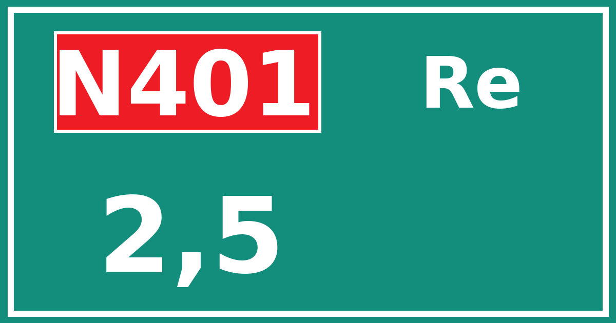 Hectometerbord N401 2,5 zijde Re