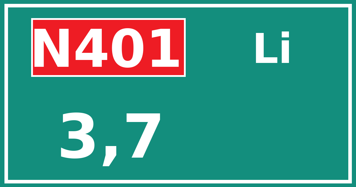 Hectometerbord N401 3,7 zijde Li
