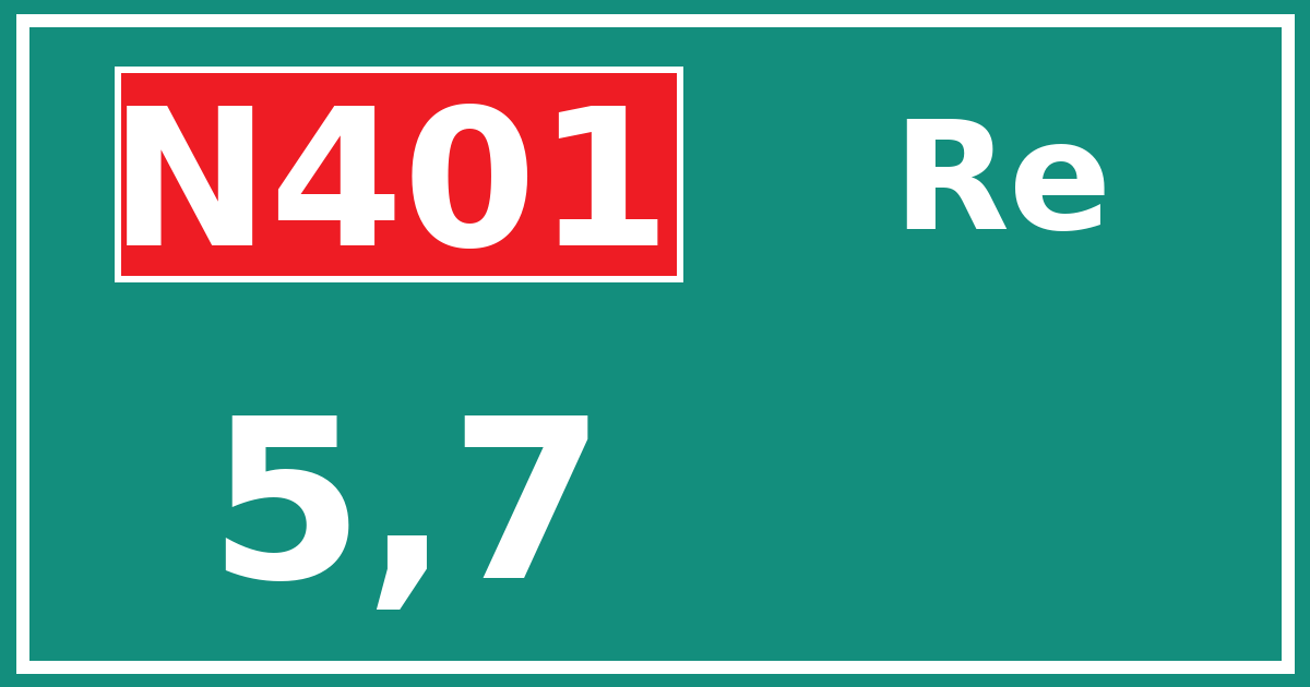 Hectometerbord N401 5,7 zijde Re