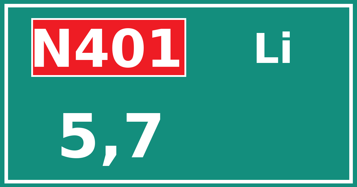Hectometerbord N401 5,7 zijde Li
