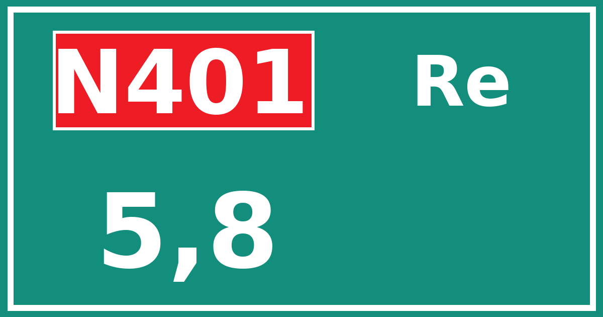 Hectometerbord N401 5,8 zijde Re