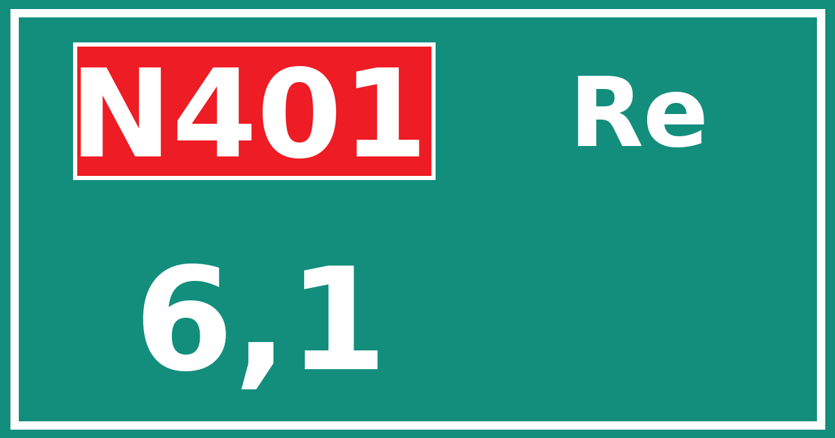 Hectometerbord N401 6,1 zijde Re