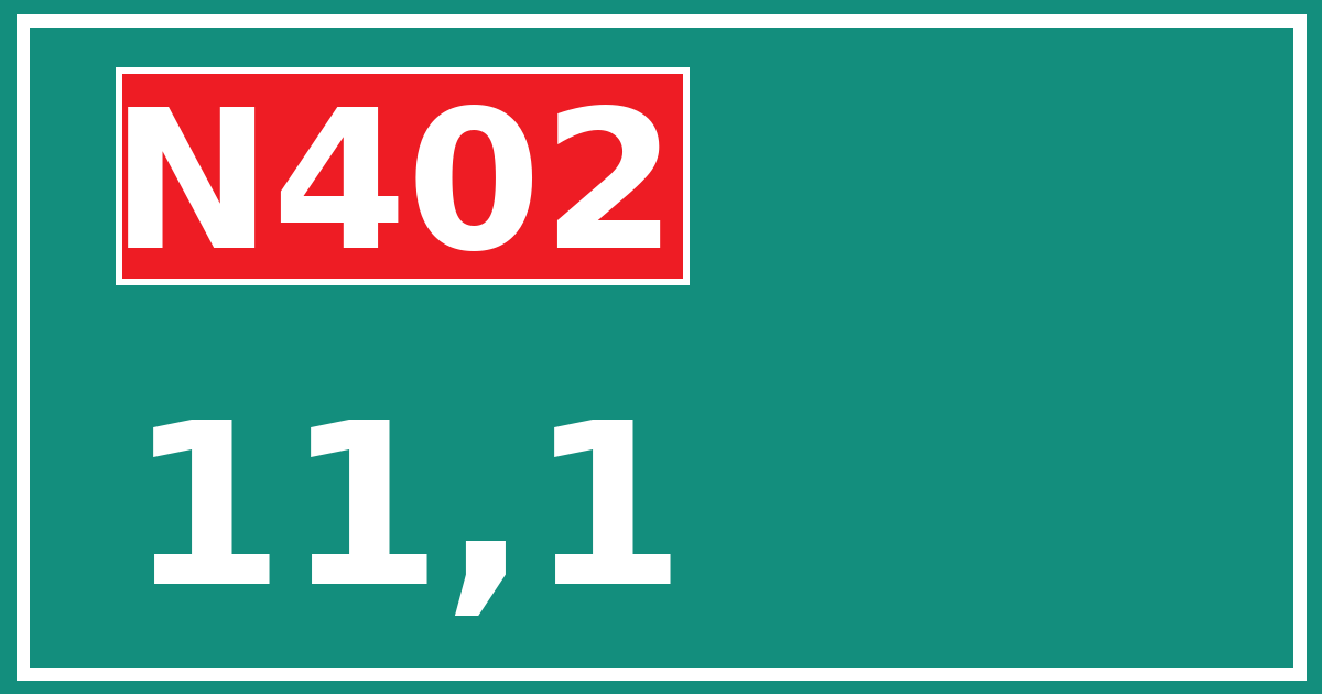 Hectometerbord N402 11,1