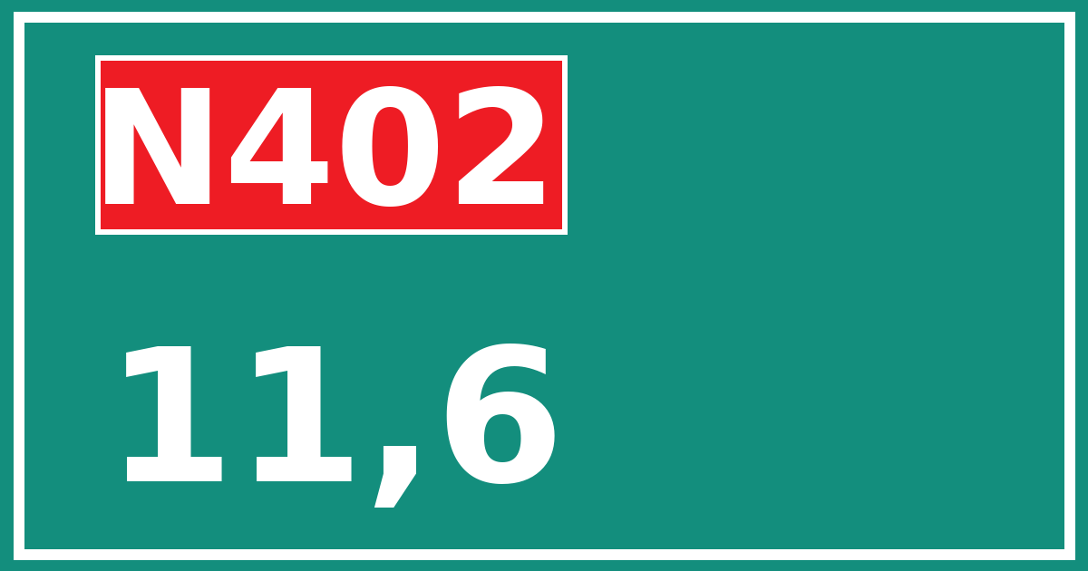 Hectometerbord N402 11,6