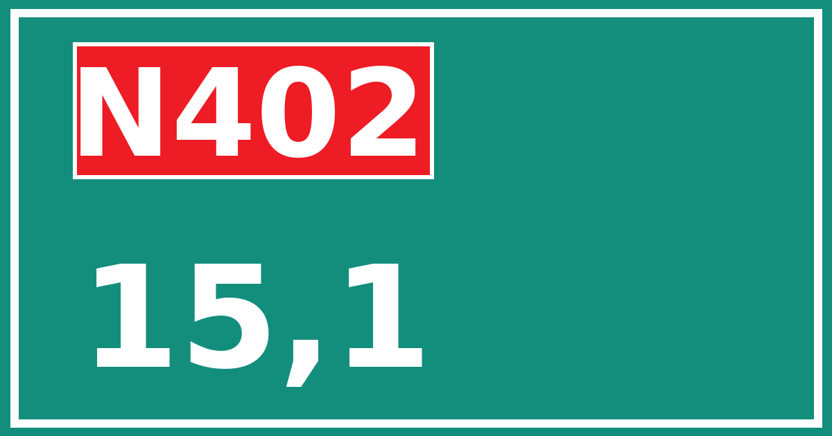 Hectometerbord N402 15,1