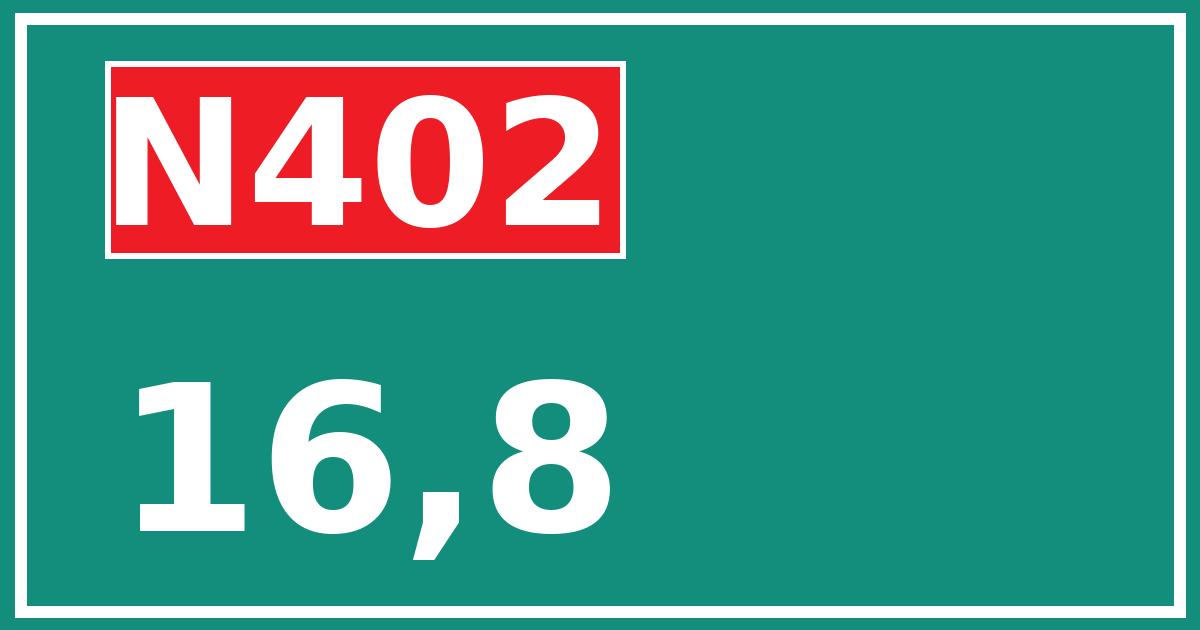 Hectometerbord N402 16,8
