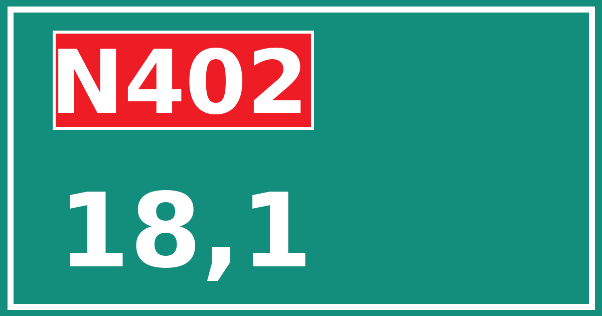 Hectometerbord N402 18,1