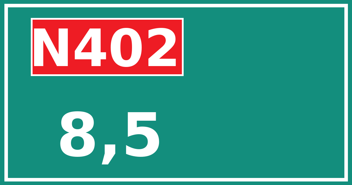Hectometerbord N402 8,5