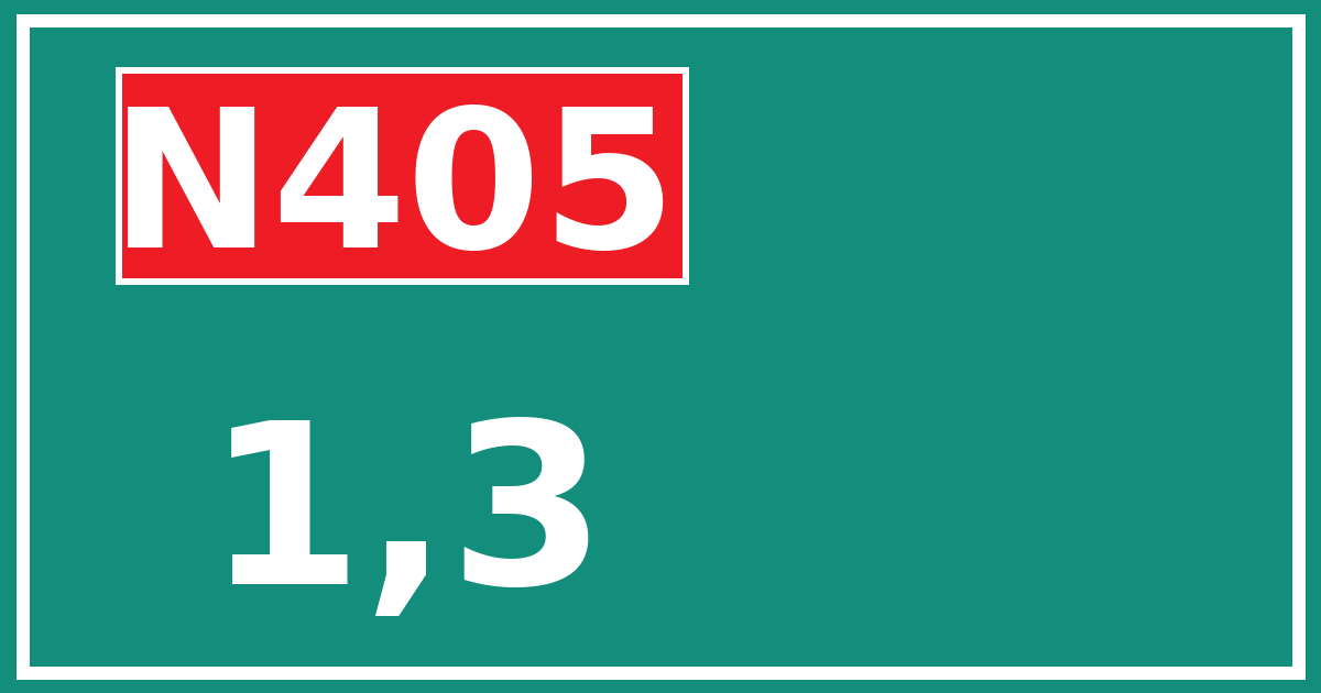 Hectometerbord N405 1,3
