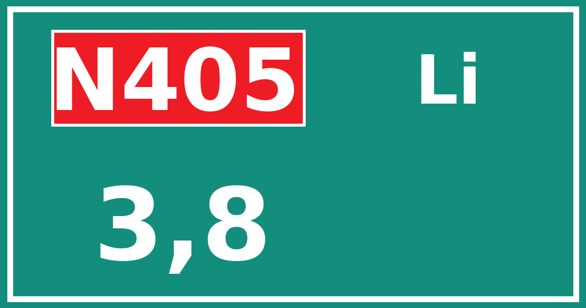 Hectometerbord N405 3,8 zijde Li