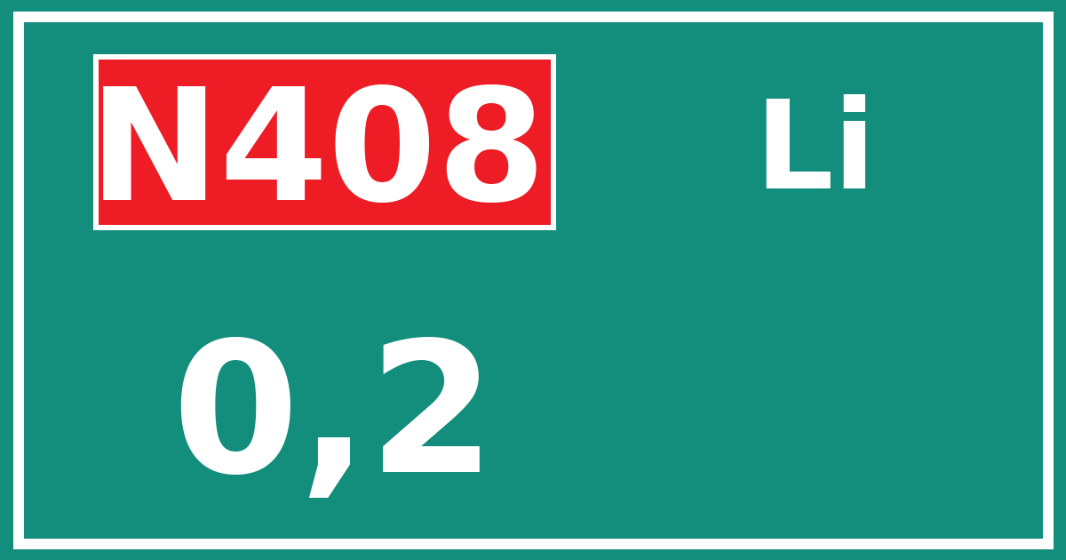 Hectometerbord N408 0,2 zijde Li