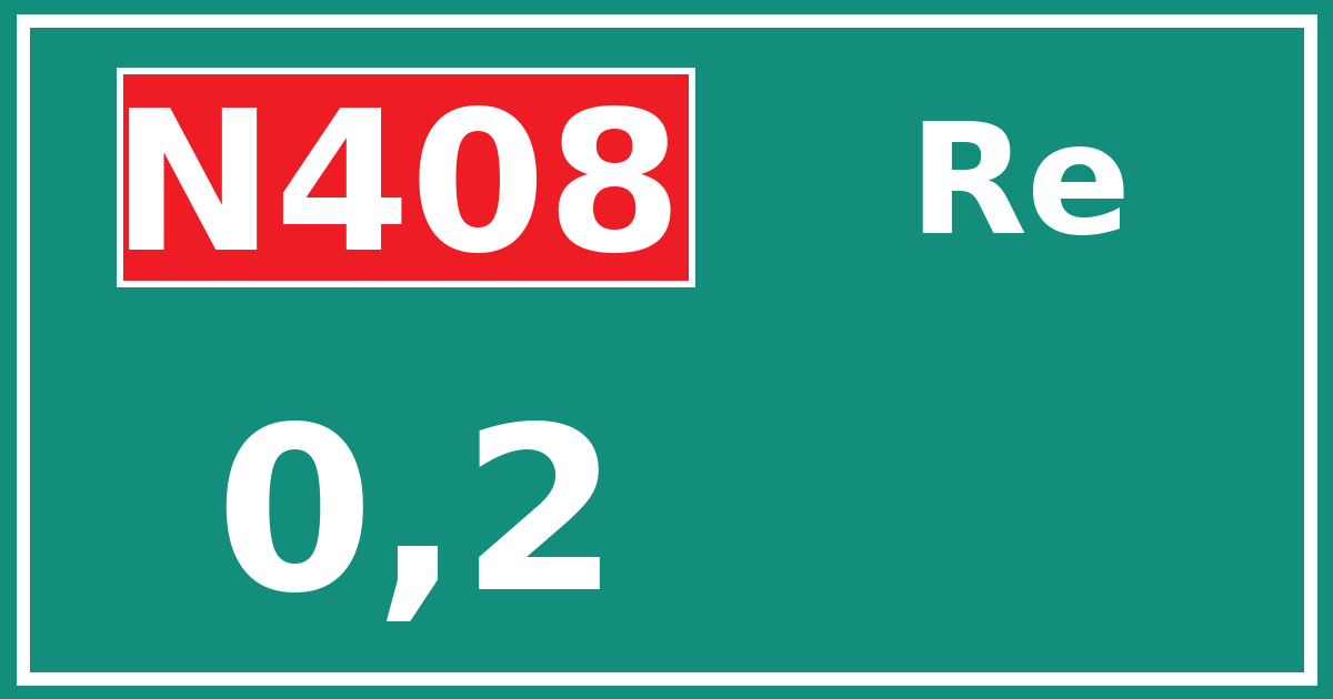 Hectometerbord N408 0,2 zijde Re