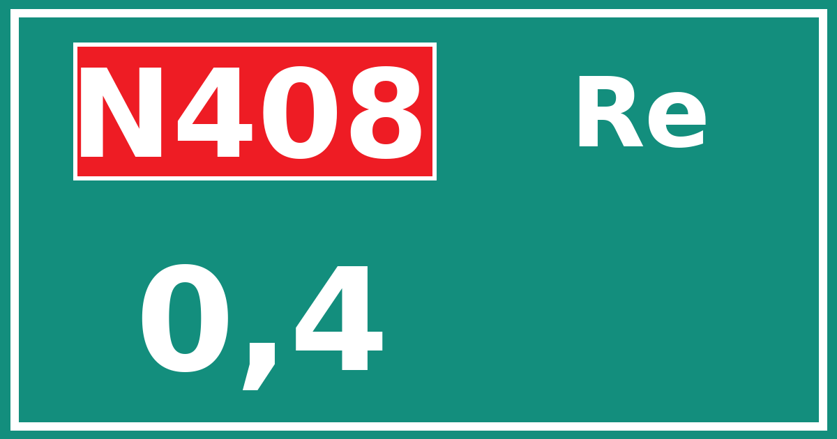 Hectometerbord N408 0,4 zijde Re