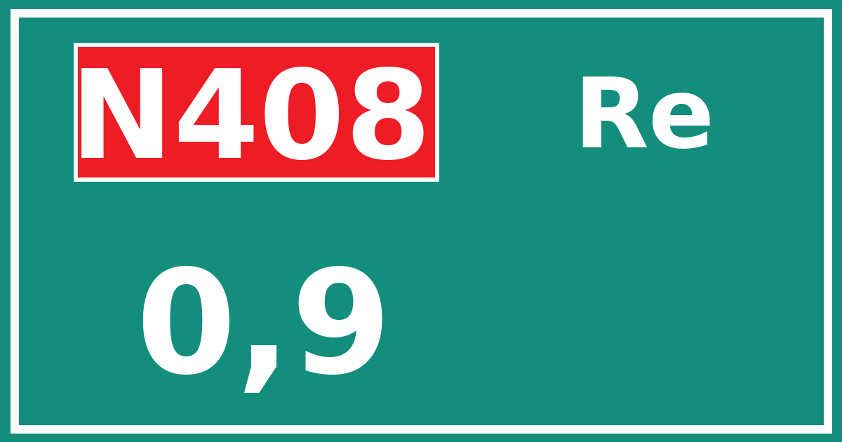 Hectometerbord N408 0,9 zijde Re