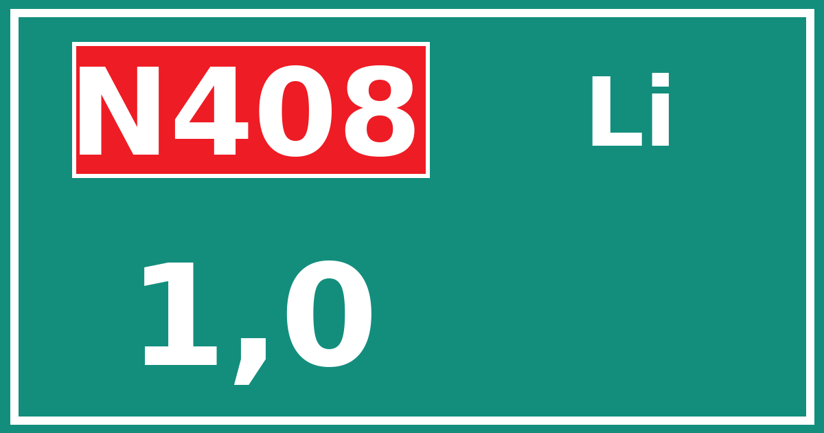 Hectometerbord N408 1,0 zijde Li