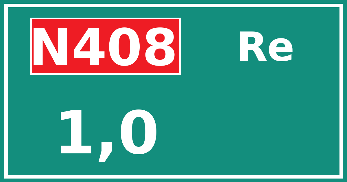 Hectometerbord N408 1,0 zijde Re