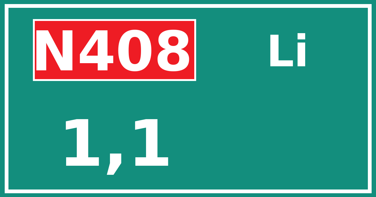 Hectometerbord N408 1,1 zijde Li