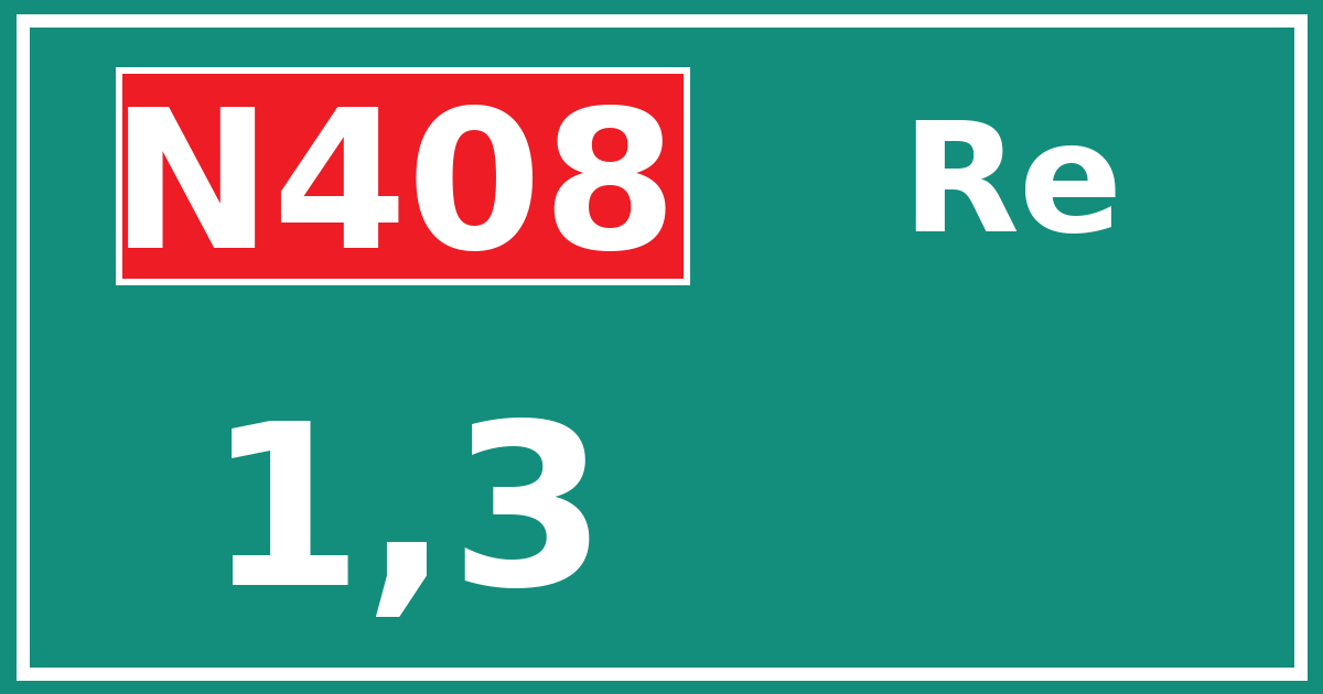 Hectometerbord N408 1,3 zijde Re
