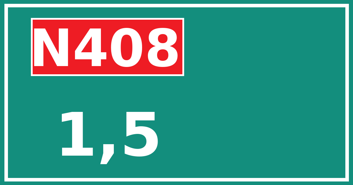 Hectometerbord N408 1,5