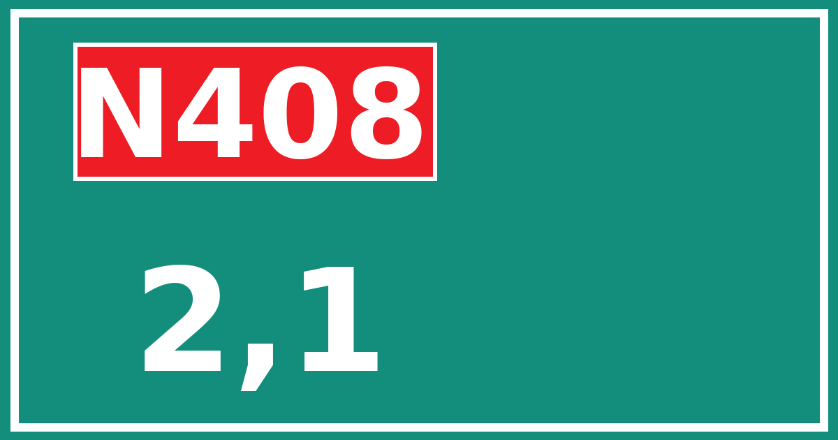 Hectometerbord N408 2,1