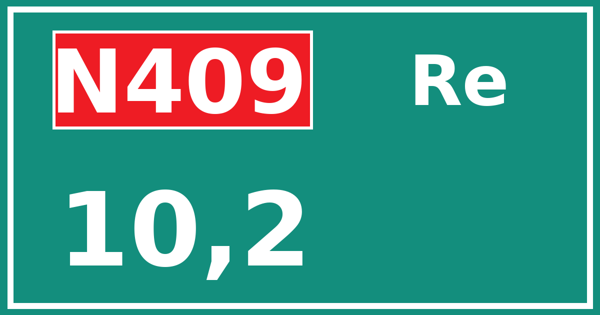 Hectometerbord N409 10,2 zijde Re
