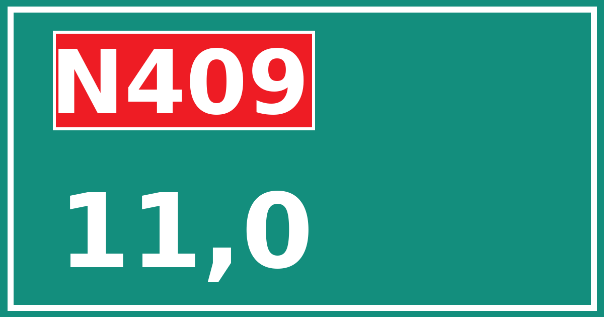 Hectometerbord N409 11,0