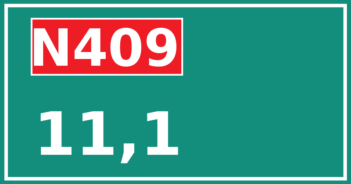 Hectometerbord N409 11,1