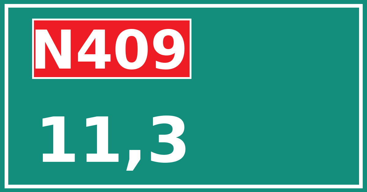 Hectometerbord N409 11,3