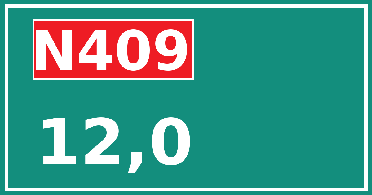 Hectometerbord N409 12,0