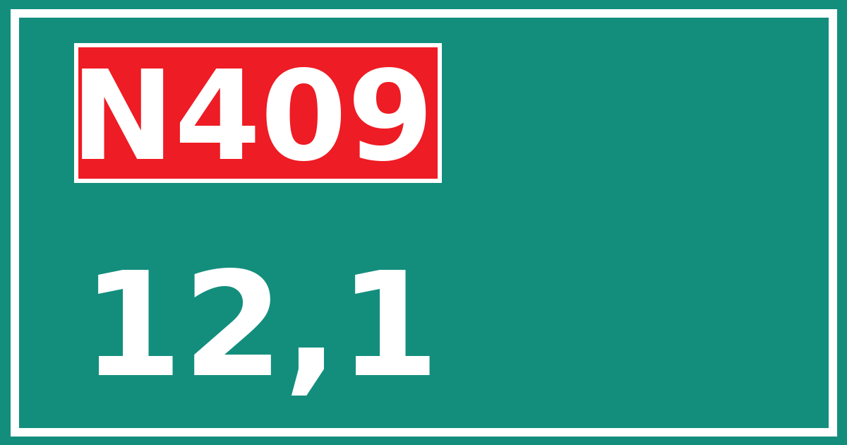 Hectometerbord N409 12,1