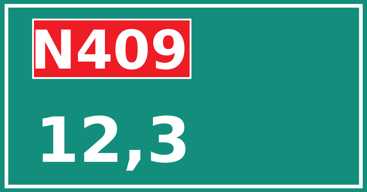 Hectometerbord N409 12,3