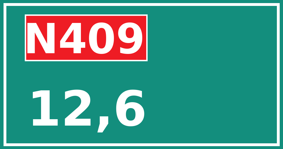 Hectometerbord N409 12,6
