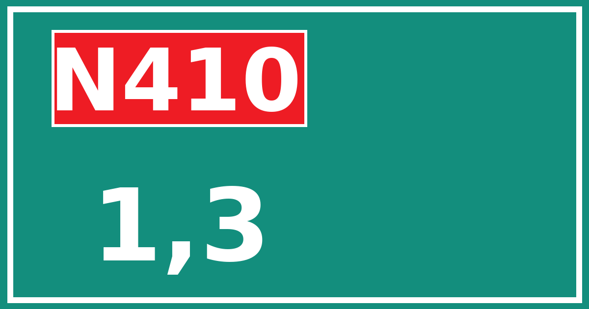 Hectometerbord N410 1,3