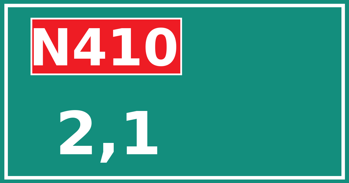Hectometerbord N410 2,1