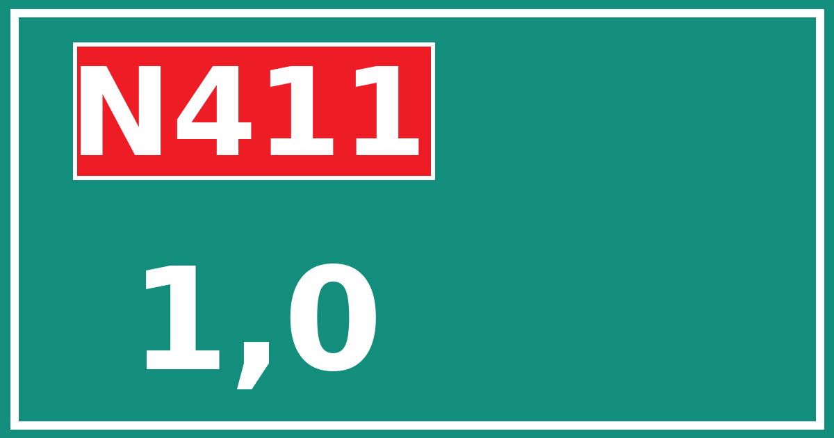 Hectometerbord N411 1,0