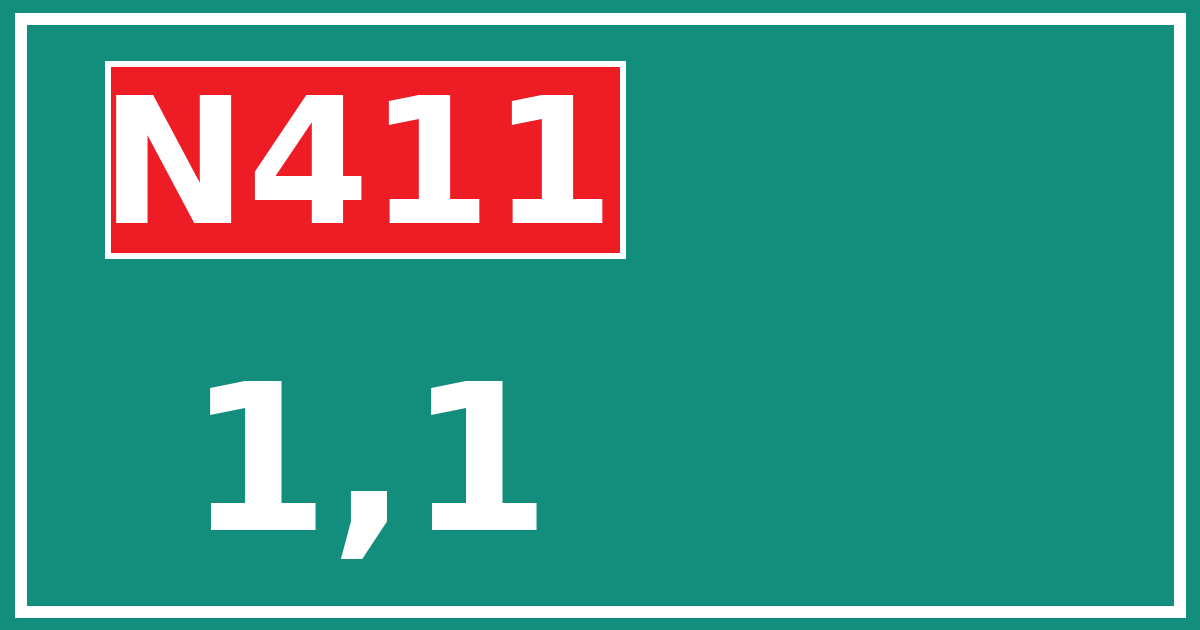 Hectometerbord N411 1,1