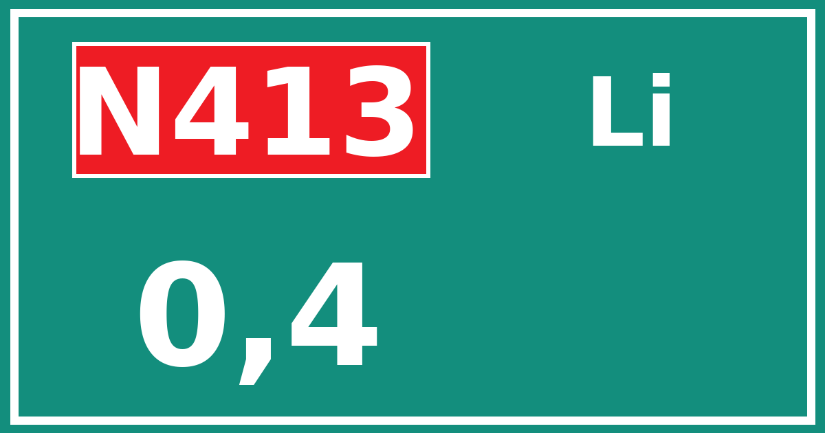 Hectometerbord N413 0,4 zijde Li