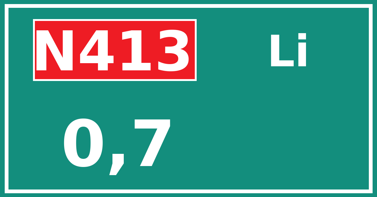 Hectometerbord N413 0,7 zijde Li