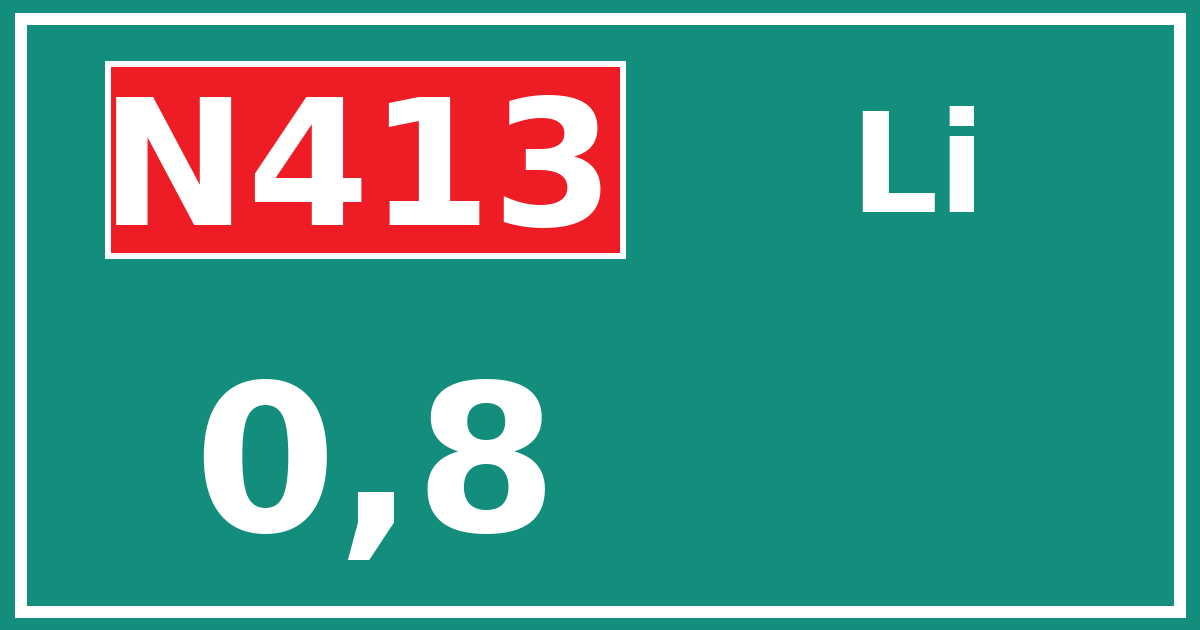 Hectometerbord N413 0,8 zijde Li